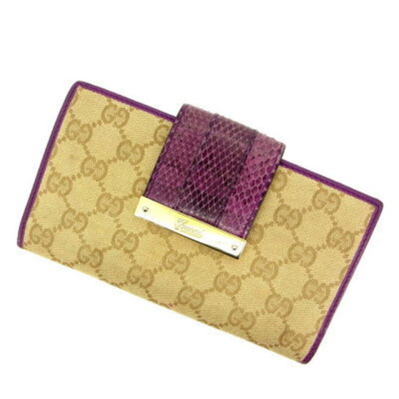 Gucci long Wallet purple beige python GG patterns - Picture 1 of 6
